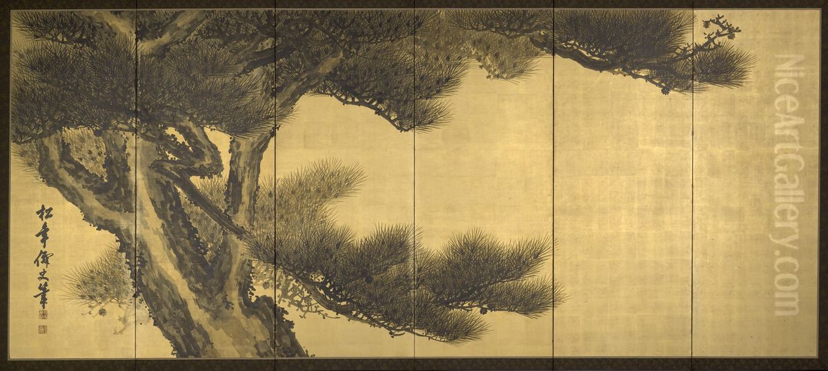 Aged Dragons Oil Painting by Suzuki Shonen