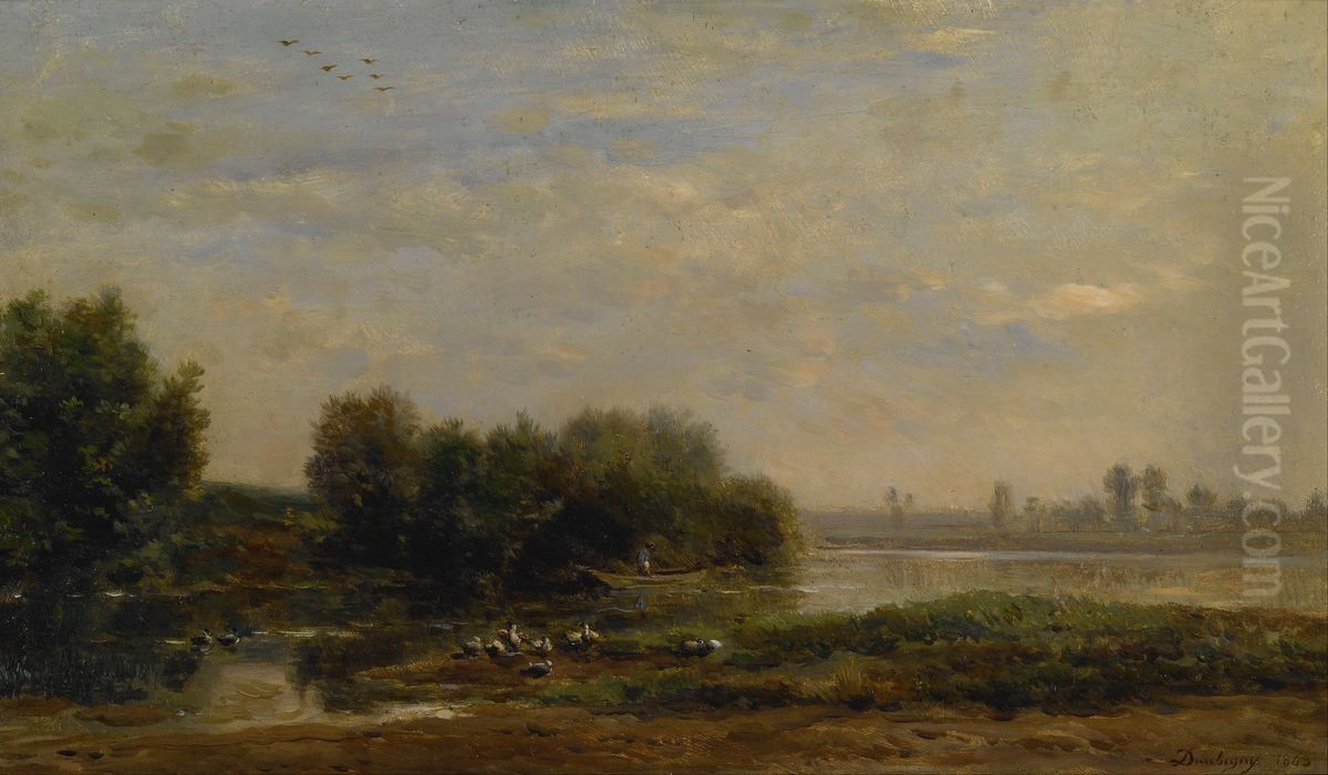 On the Oise Oil Painting by Charles-Francois Daubigny