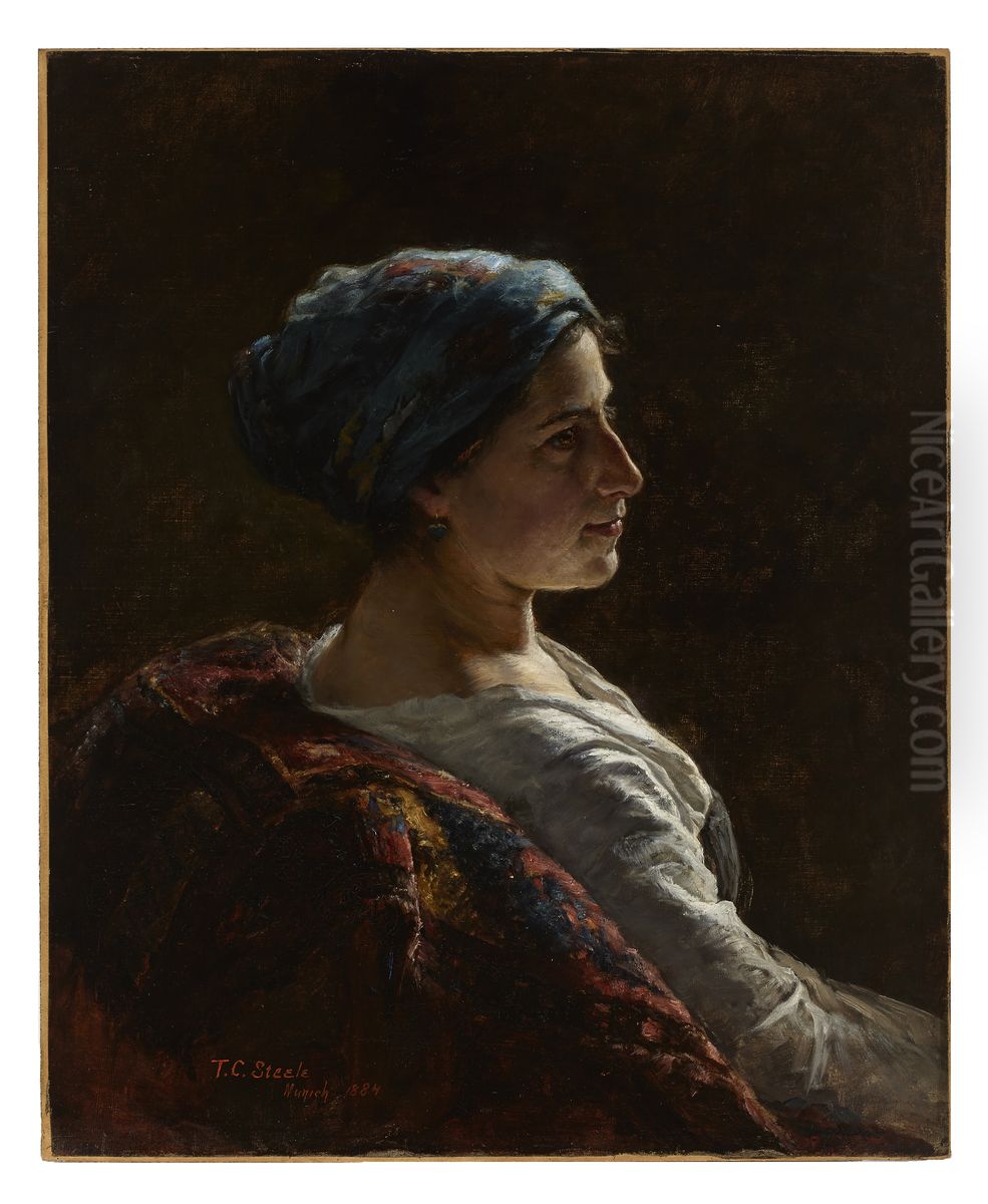 The Munich Model Oil Painting by Theodore Clement Steele