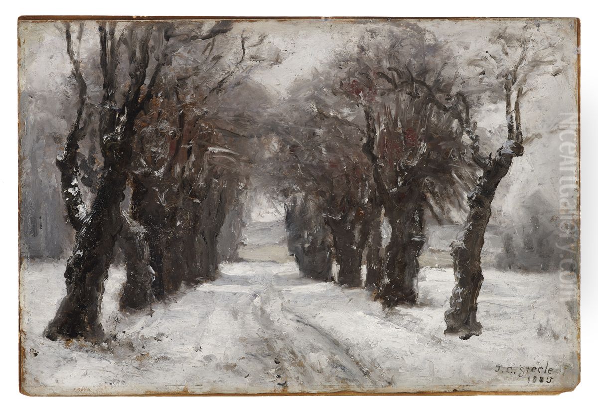 Winter in Munich Oil Painting by Theodore Clement Steele