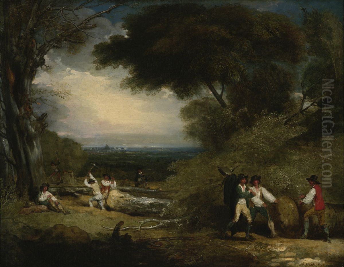 Woodcutters in Windsor Park Oil Painting by Benjamin West
