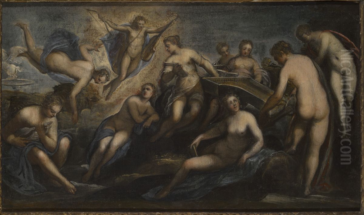 Apollo with Concert of the Muses Oil Painting by Jacopo Tintoretto