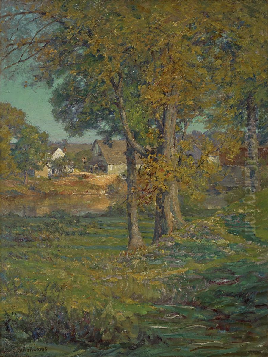 Thornberry's Pasture, Brooklyn, Indiana (An Indiana Farm) Oil Painting by J. Ottis Adams