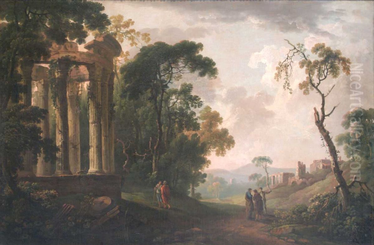 Landscape with Ruins Oil Painting by George Barret, Jr. Landscape with Ruins Oil Painting by George Barret, Jr.