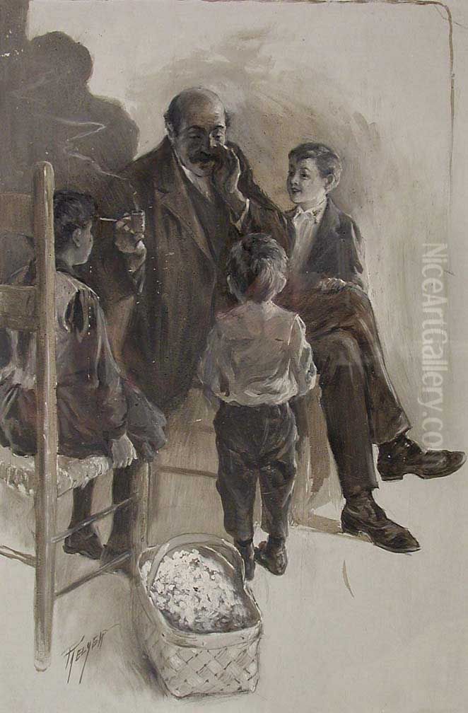 ILLUSTRATION FOR JAMES WHITCOMB RILEY'S 'A DEFECTIVE SANTA CLAUS' Oil Painting by Charles M. Relyea