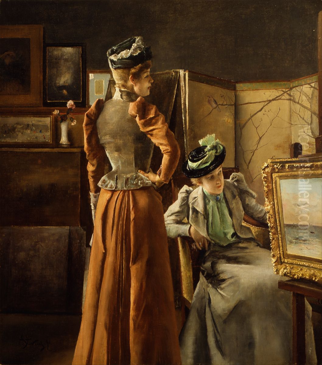 Visit to the Studio Oil Painting by Alfred Stevens