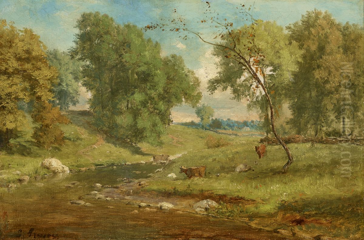 In the Meadow Oil Painting by George Inness