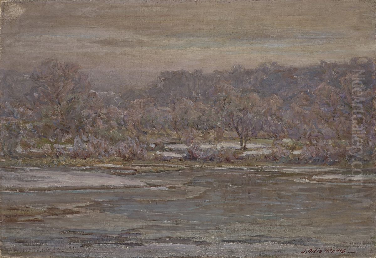 A Grey Frosty Morning, Sketch, Brookville Oil Painting by J. Ottis Adams