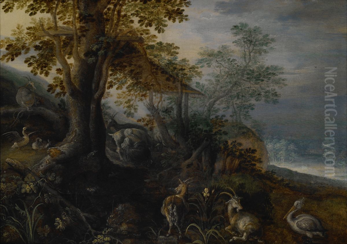 Landscape with Animals Oil Painting by Roelant Savery