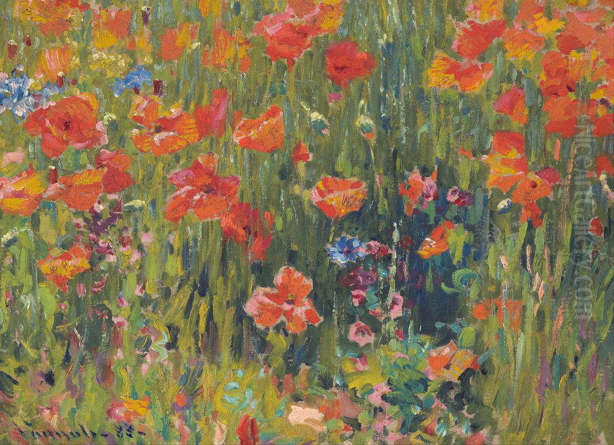 Poppies Oil Painting by Robert Vonnoh