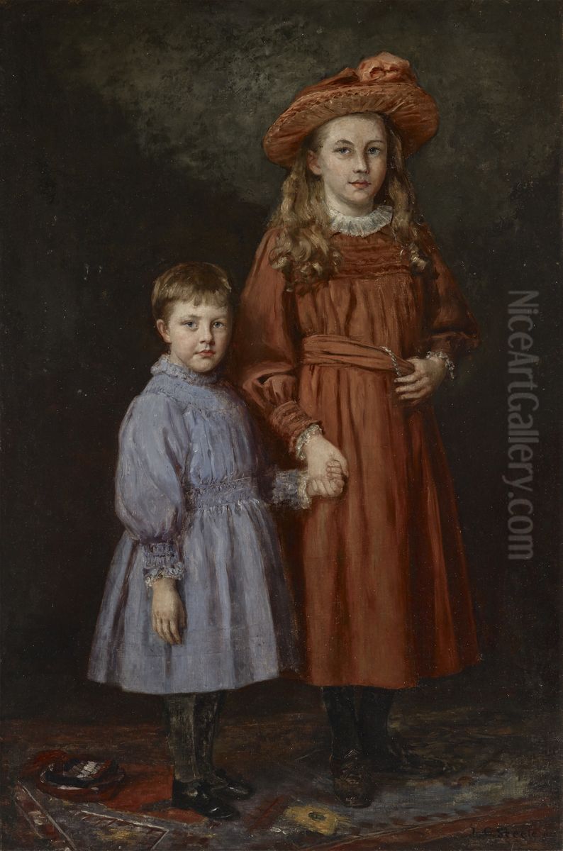The Pierce Children Oil Painting by Theodore Clement Steele