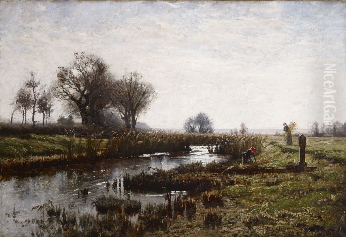 Late Afternoon, Dachau Moor Oil Painting by Theodore Clement Steele