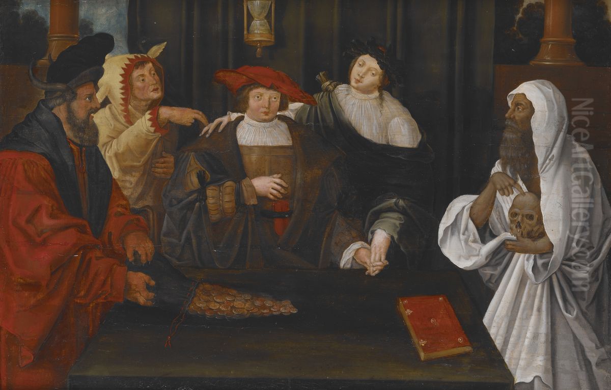 Allegory of Youth crossing between Fame and Folly Oil Painting by Lucas Van Leyden