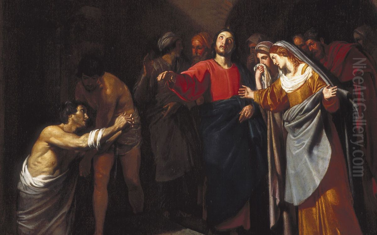 The Raising of Lazarus Oil Painting by Andrea Vaccaro
