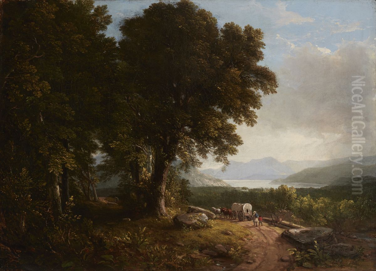 Landscape with Covered Wagon Oil Painting by Asher Brown Durand