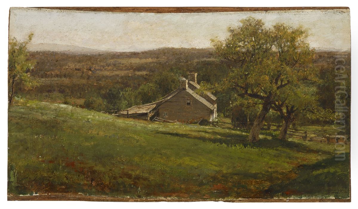 Landscape with Farmhouse Oil Painting by George Inness Landscape with Farmhouse Oil Painting by George Inness