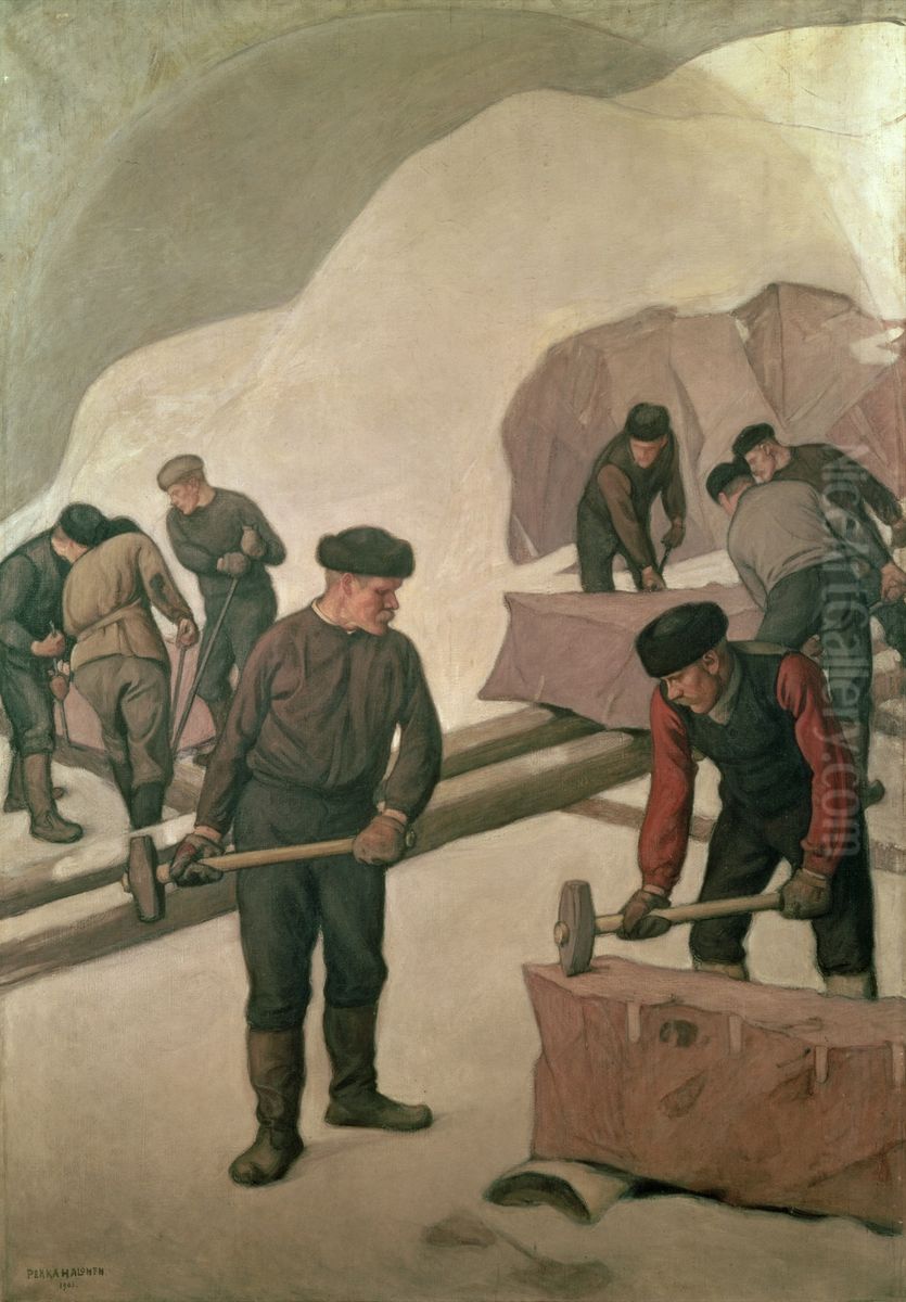 Kivi katkaisijat Oil Painting by Pekka Halonen