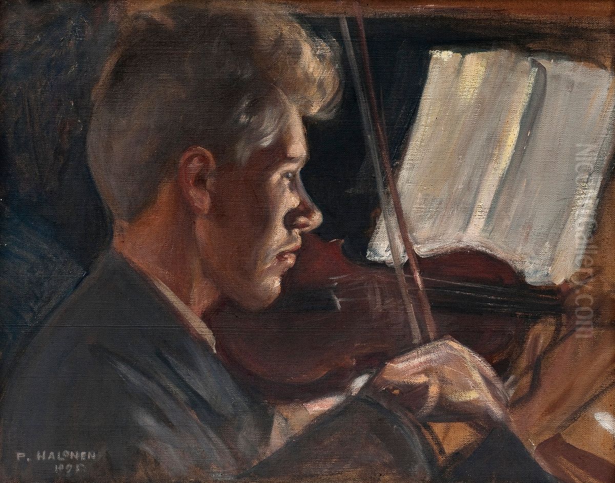Viulunsoittaja Oil Painting by Pekka Halonen