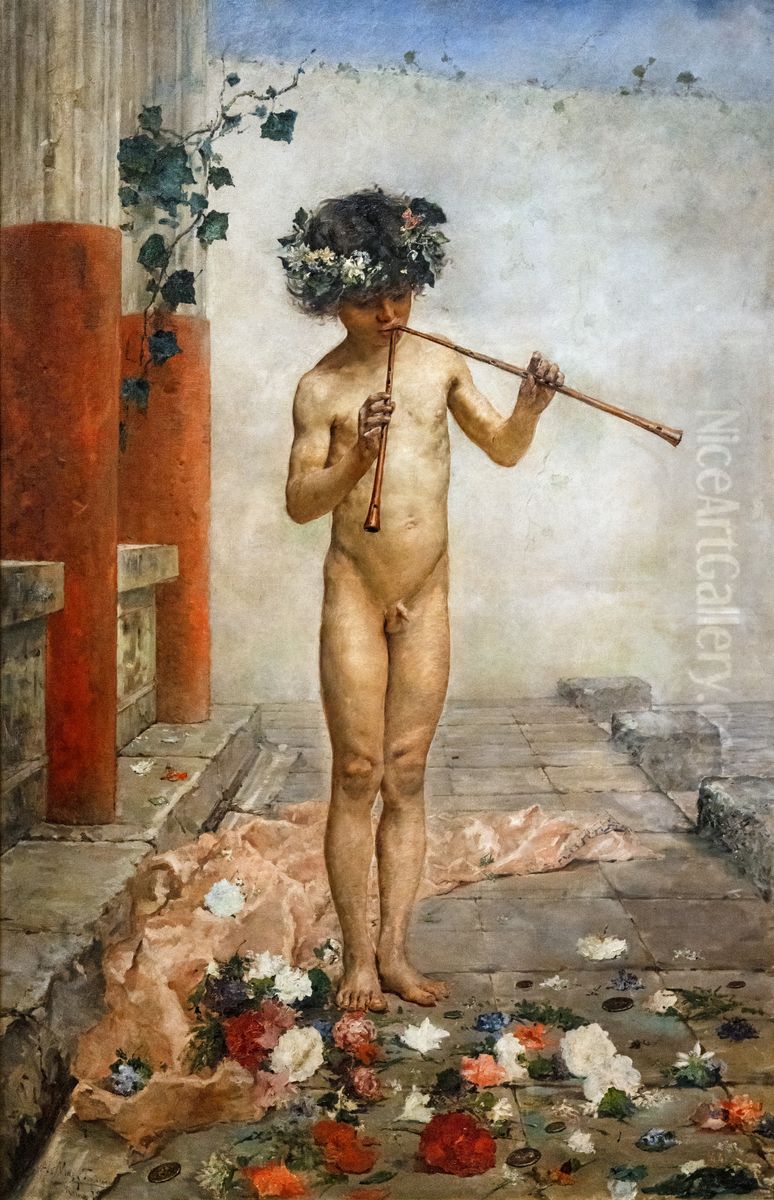 Nen pompeia Oil Painting by Arcadi Mas i Fontdevila