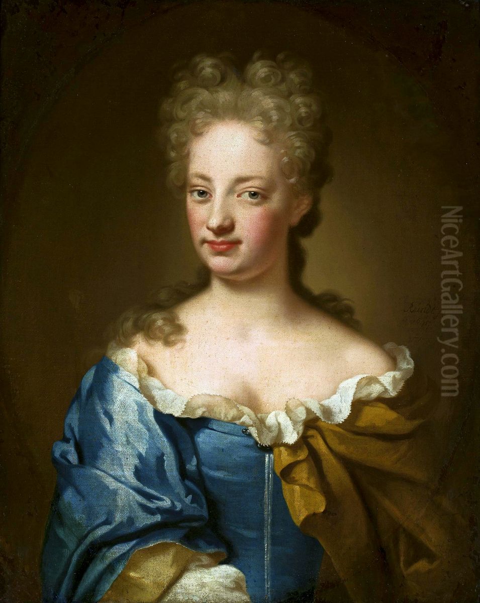 Portrait of a young woman Oil Painting by Hans Hinrich Rundt