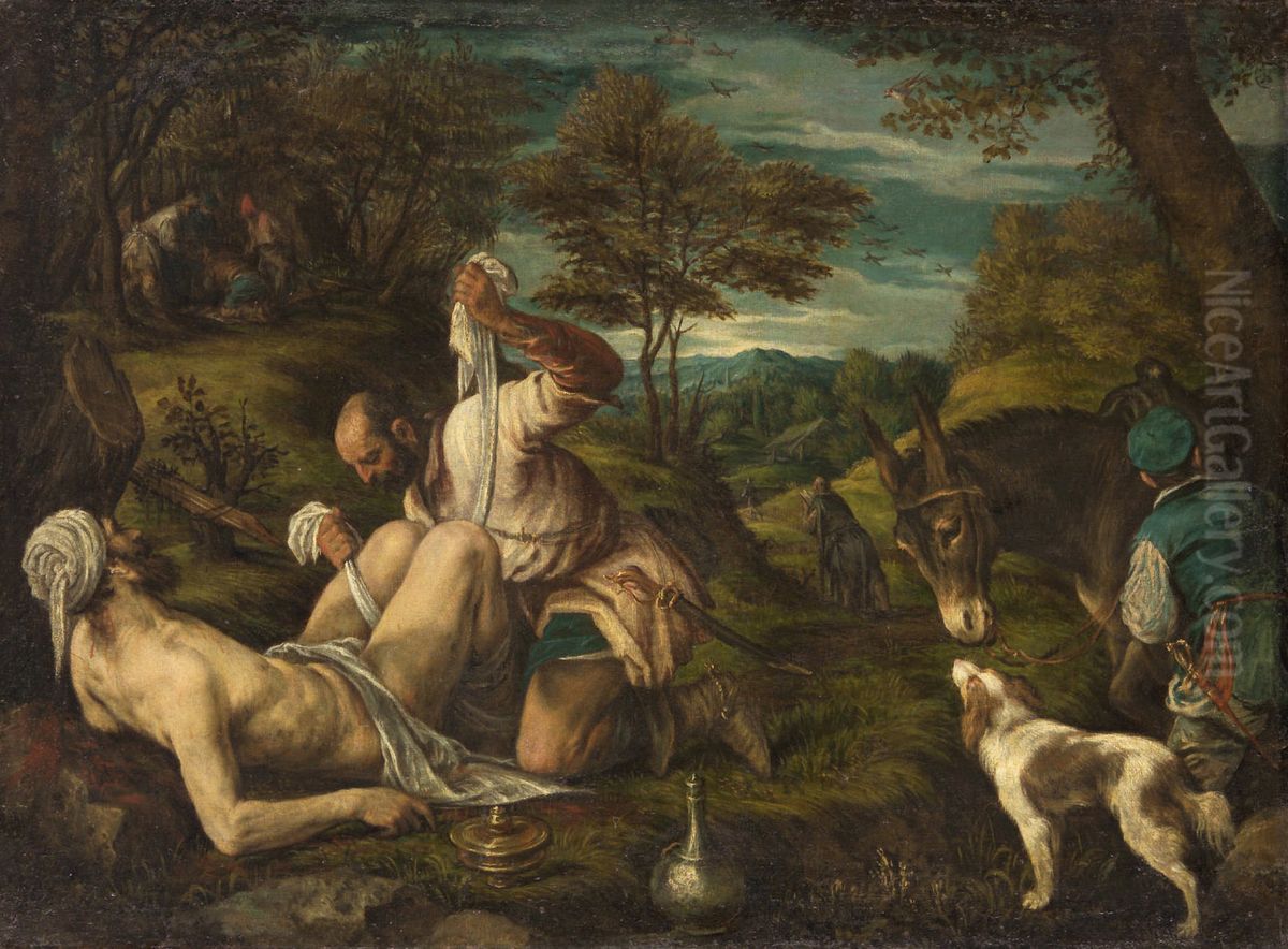 The Good Samaritan Oil Painting by Francesco Bassano the Younger