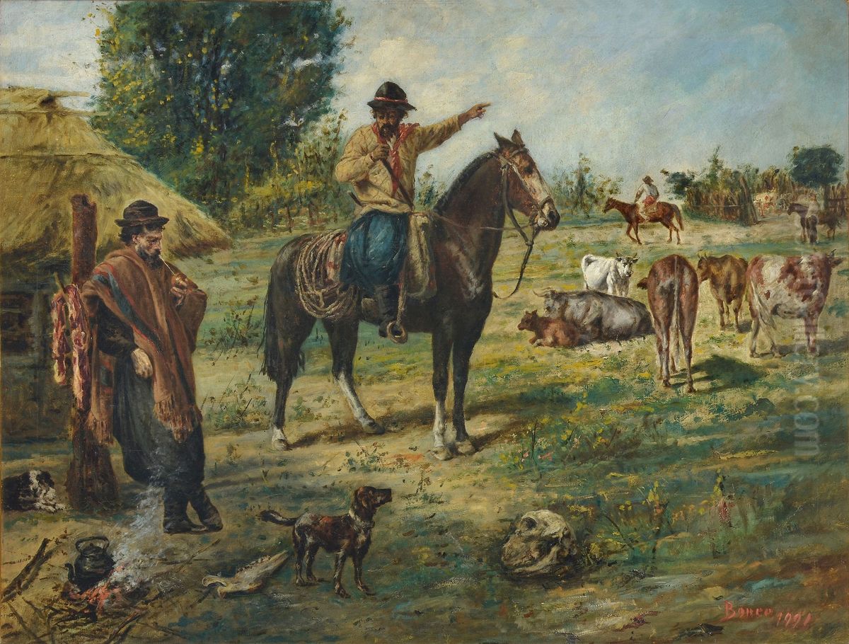 Foreman and rebellious peasant Oil Painting by Martin Boneo