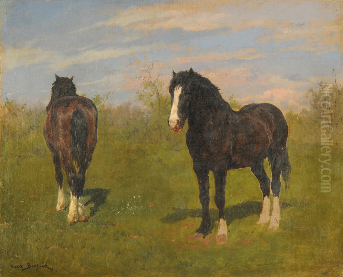 Horses grazing Oil Painting by Rosa Bonheur