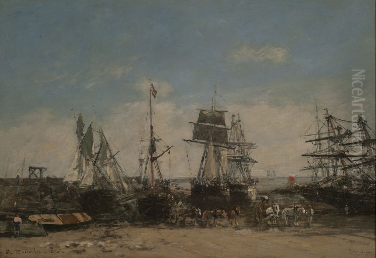 The shore of Portrieux, north coast Oil Painting by Eugene Louis Boudin