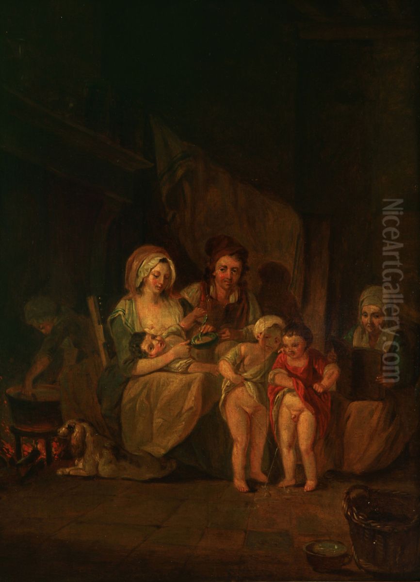 Le marche de Moreuil. Oil Painting by Louis Braquaval