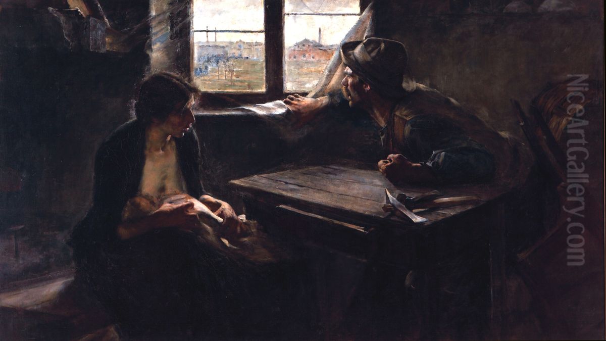 Sin pan y sin trabajo Oil Painting by Ernesto De La Carcova