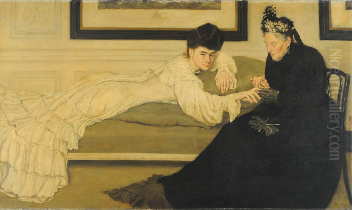 La manicura Oil Painting by Henry Caro-Delvaille