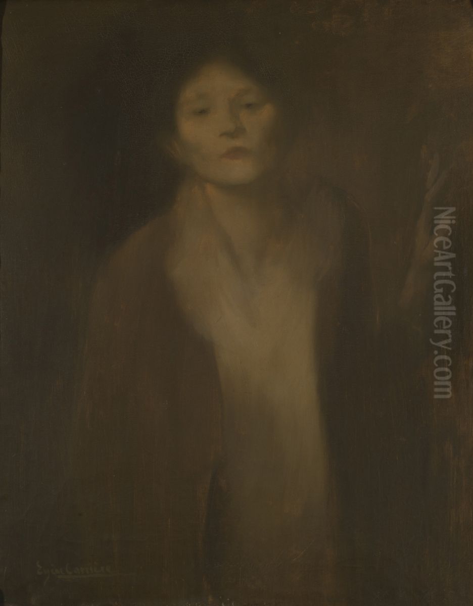 Woman looking Oil Painting by Eugene Carriere