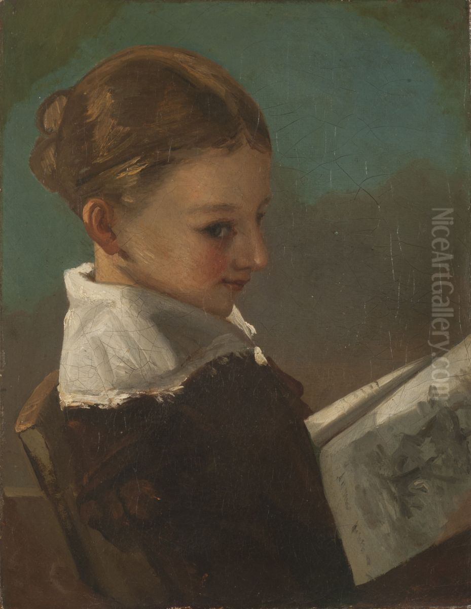 Juliette Courbet at the Age of Ten Oil Painting by Gustave Courbet