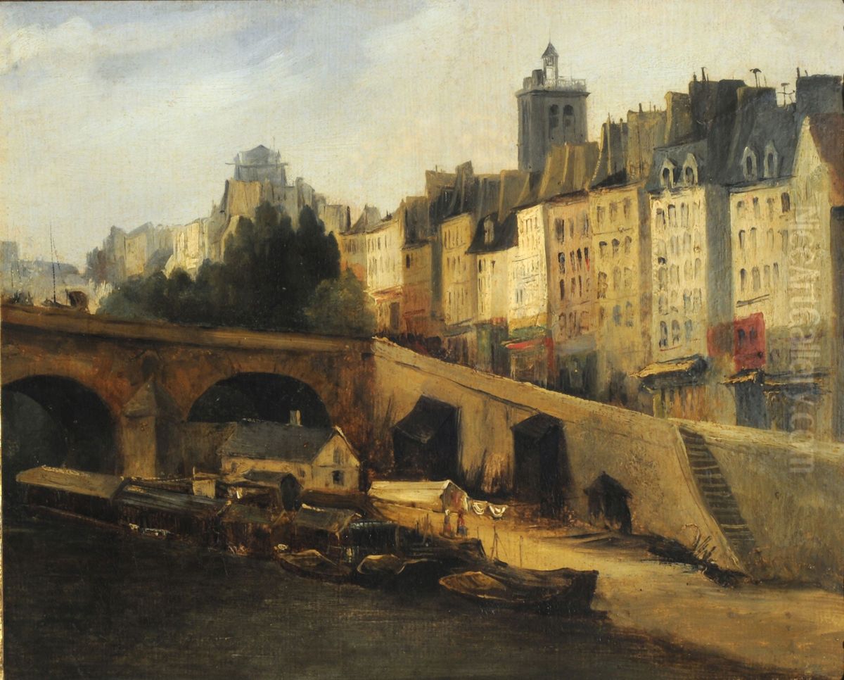 Marie bridge Oil Painting by Charles-Francois Daubigny
