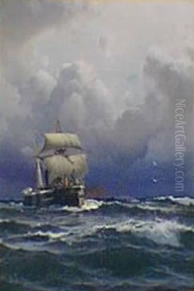 El Almirante Brown llegando a puerto Oil Painting by Eduardo de Martino