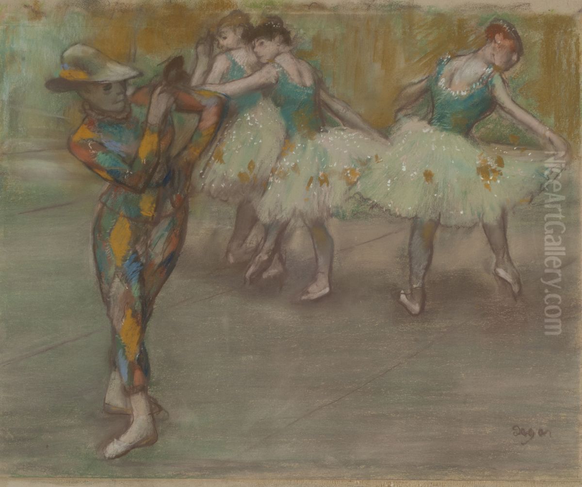 Harlequin Dance Oil Painting by Edgar Degas