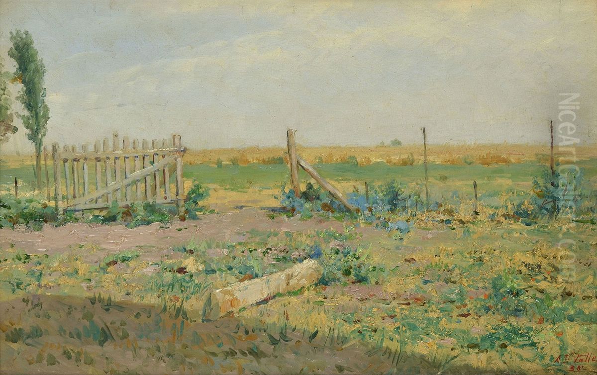 A pasture Oil Painting by Angel Della Valle