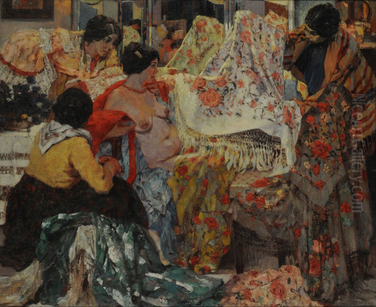 Los mantones de Manila Oil Painting by Fernando Fader