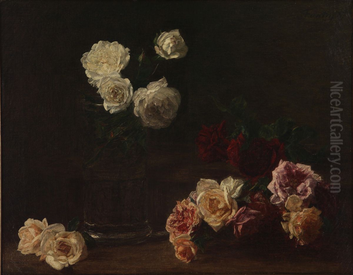 Roses blanches (Rosas blancas) Oil Painting by Henri Fantin-Latour