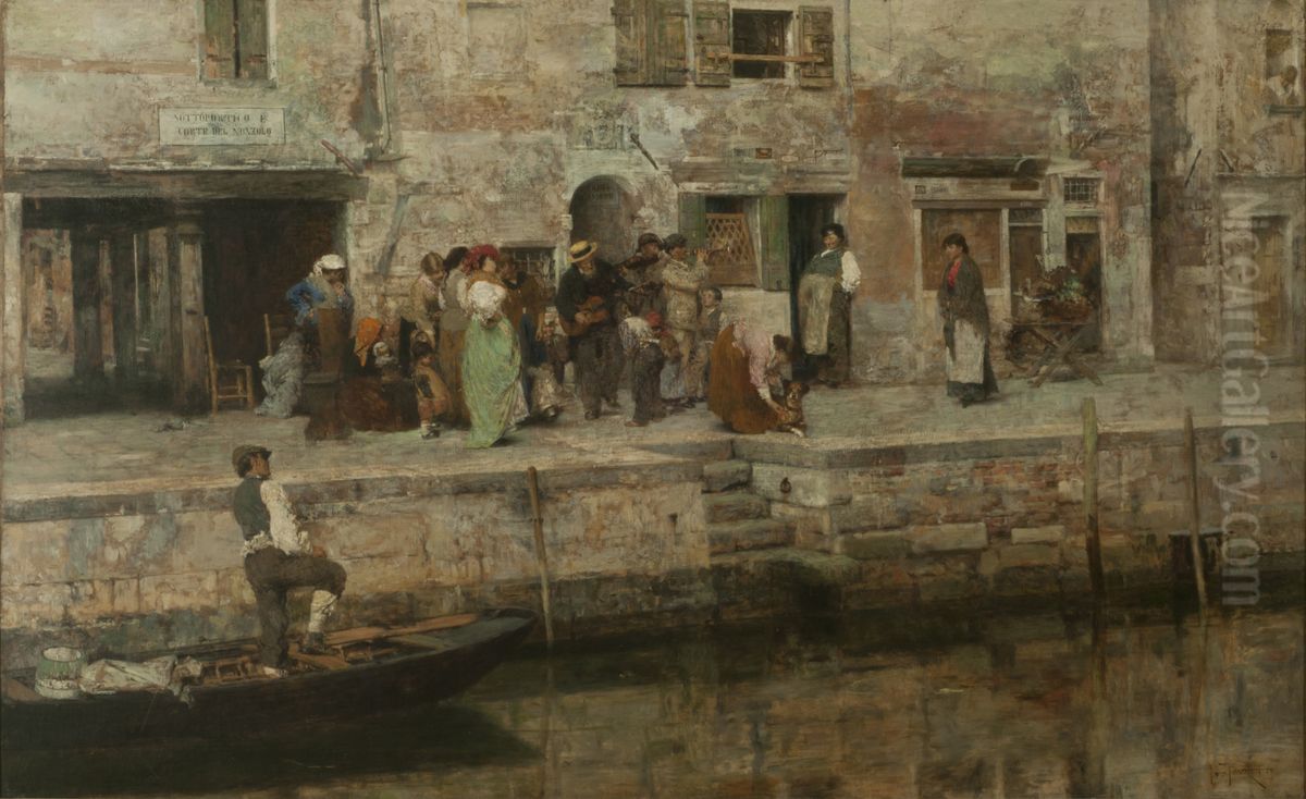 Musicos ambulantes Oil Painting by Giacomo Favretto Musicos ambulantes Oil Painting by Giacomo Favretto