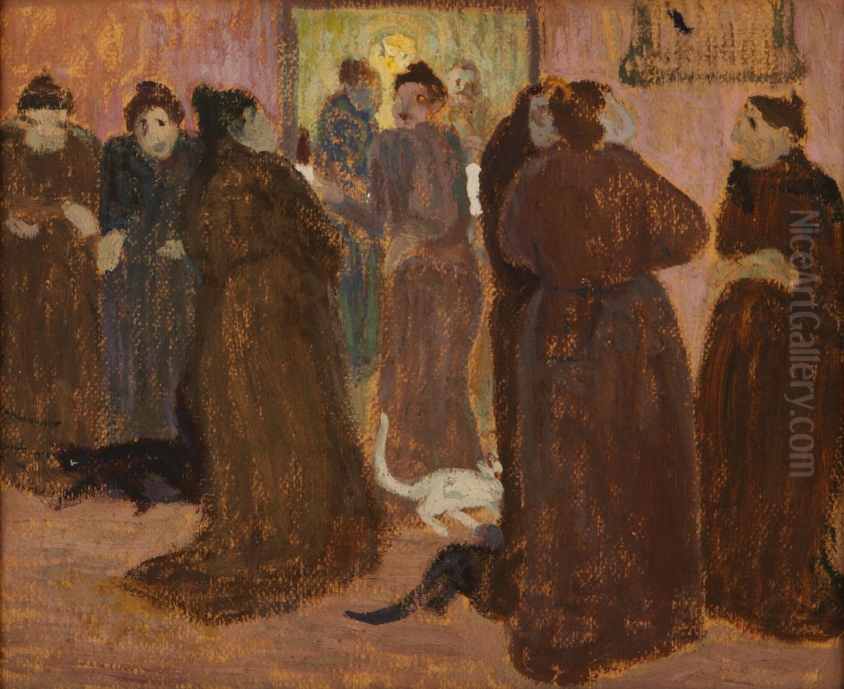 Tertulia en la fonda antes de comer. La fonda Oil Painting by Pedro Figari