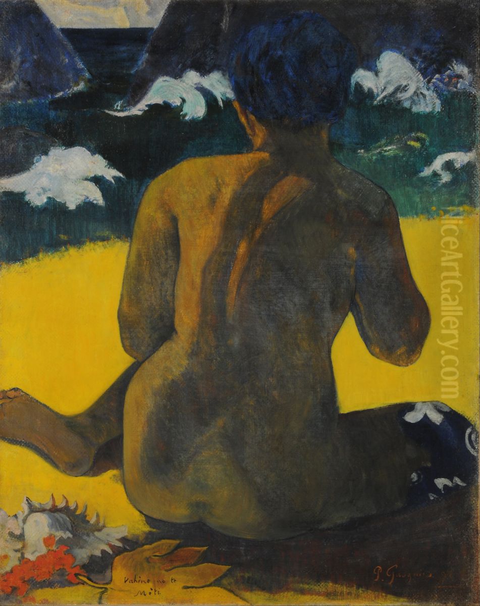 Woman at the beach Oil Painting by Paul Gauguin