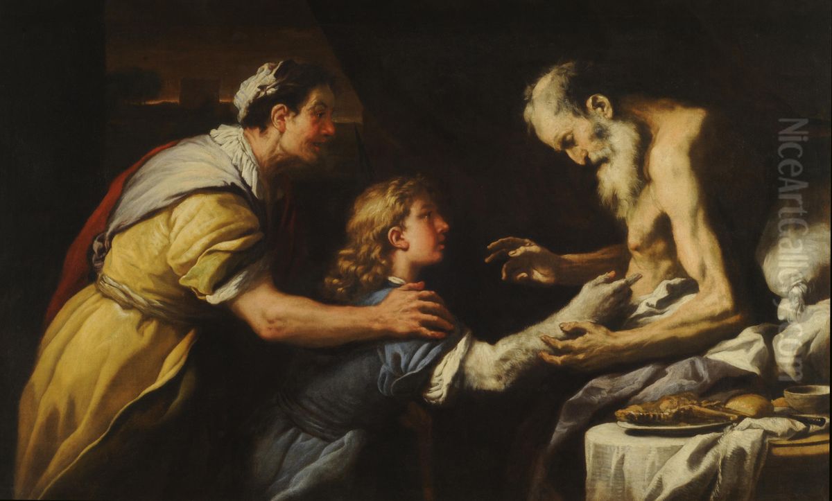 Introduction of Jacob to Isaac Oil Painting by Luca Giordano