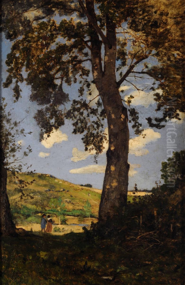Le gros arbre Oil Painting by Henri Harpignies