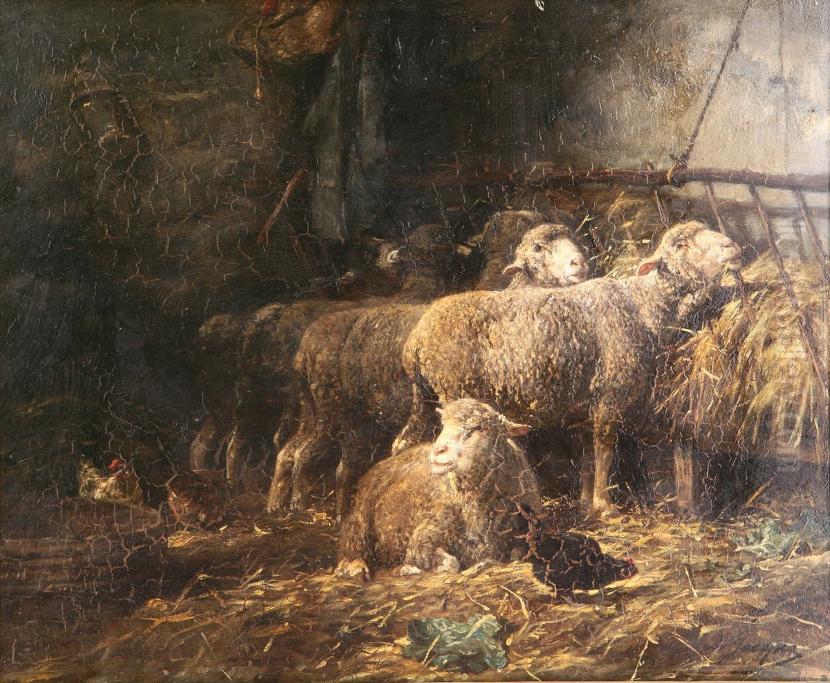 Bergerie Oil Painting by Charles Jacque