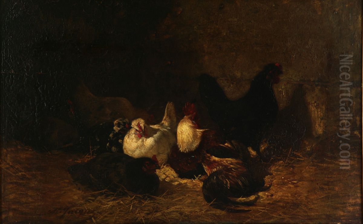 El gallinero Oil Painting by Charles Jacque