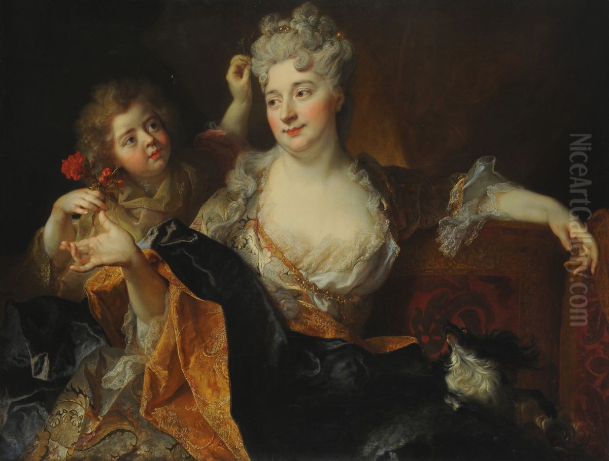 Retrato de Marguerite-Elisabeth Forest de Largillierre y su hijo Nicolas Oil Painting by Nicolas de Largilliere