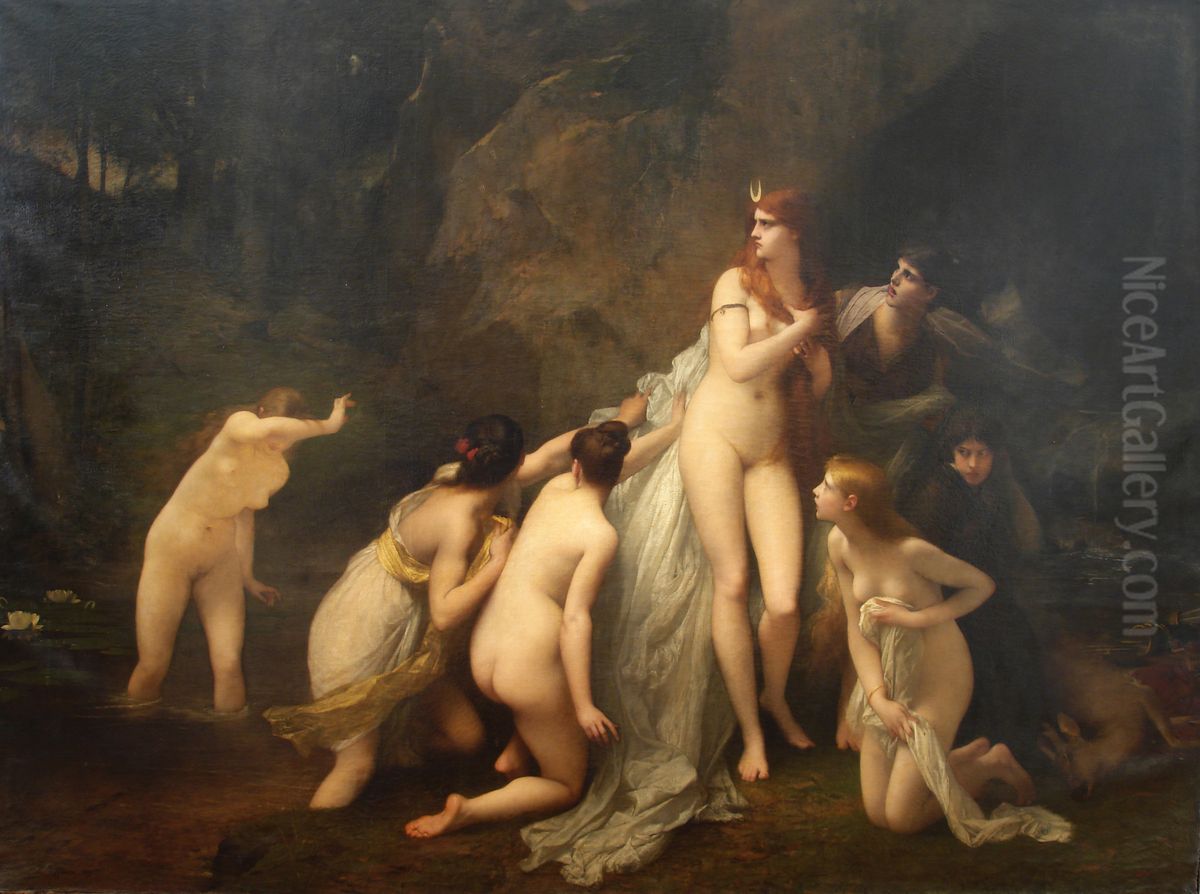 Diane surprised Oil Painting by Jules Lefebvre