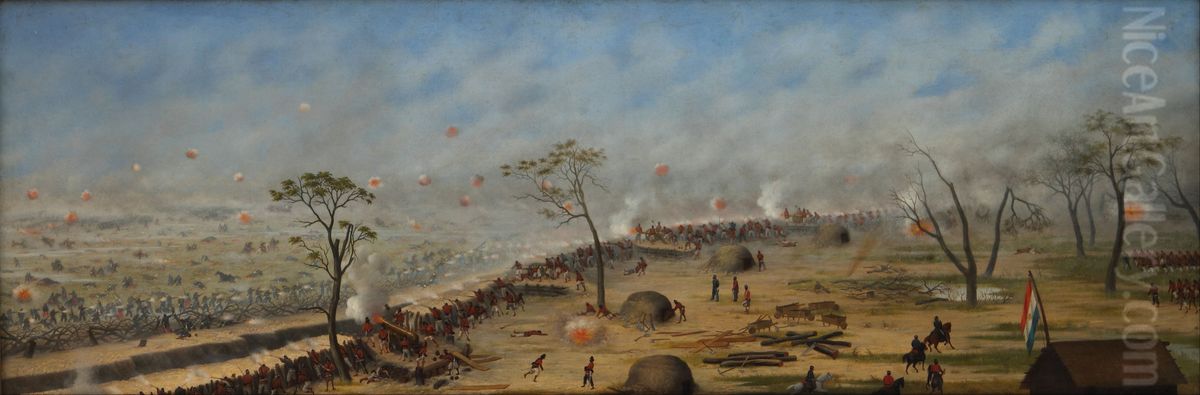 Trinchera de Curupayti Oil Painting by Luis Candido Lopez