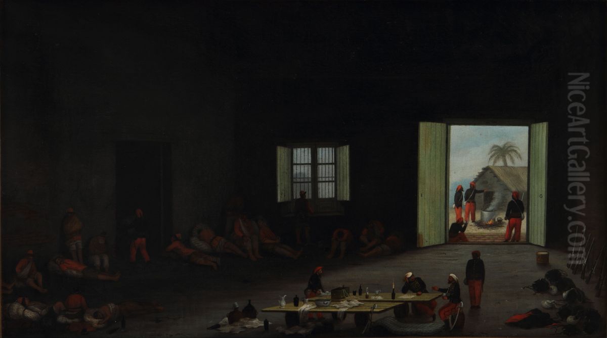 Soldados paraguayos heridos prisioneros de la batalla de Yatay Oil Painting by Luis Candido Lopez